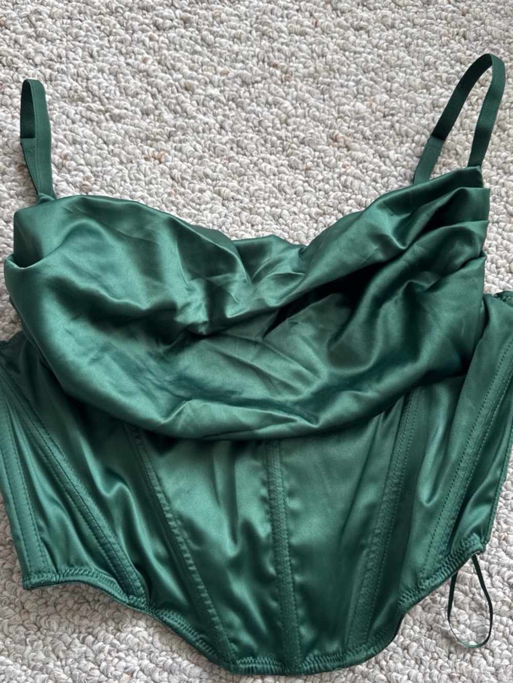 Urban Outfitters Dark Green Satin Corset Top